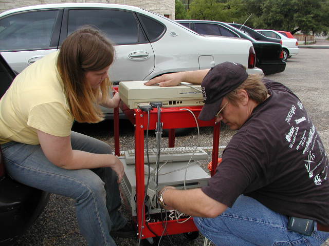 Krista Lundquist and her Dad, Eric Lundquist, set up Babbling Head