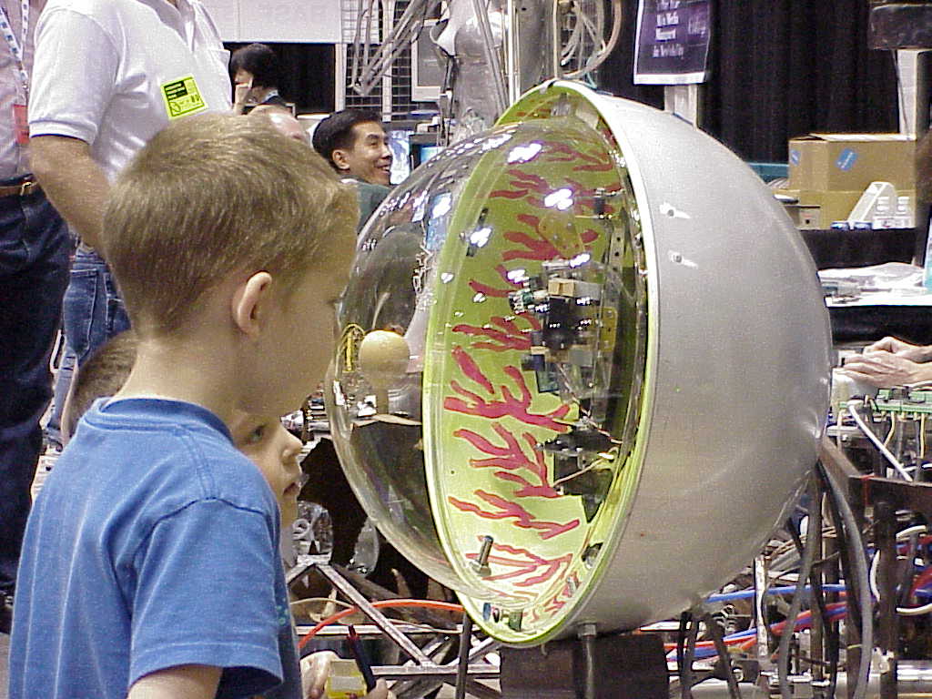 Youngsters admiring EyeBot @ SXSW 2000